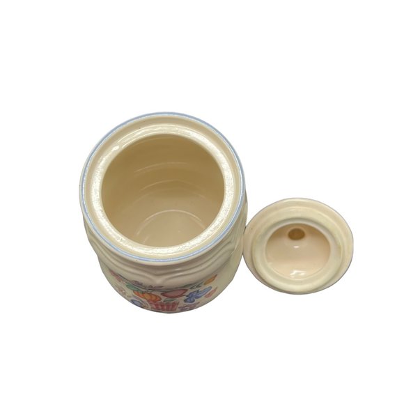 Vintage International China Stoneware Jelly/Jam Jar Pink with a Floral Motif - Picture 2 of 7